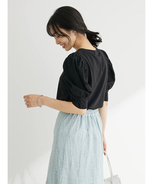 Green Parks ・ＳＵＧＡＲ　ＳＰＯＯＮ　ギャザーパフＴシャツ Black