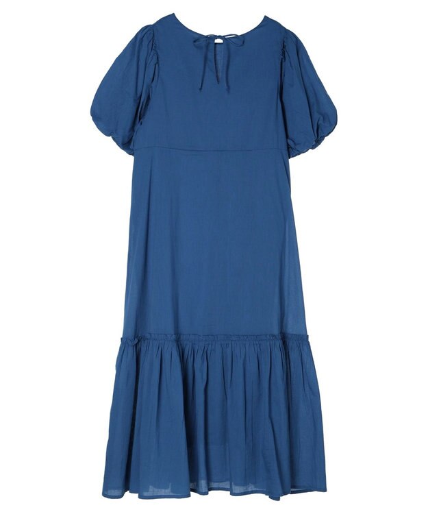 earth music&ecology コットンボイルパフスリーブワンピース Blue