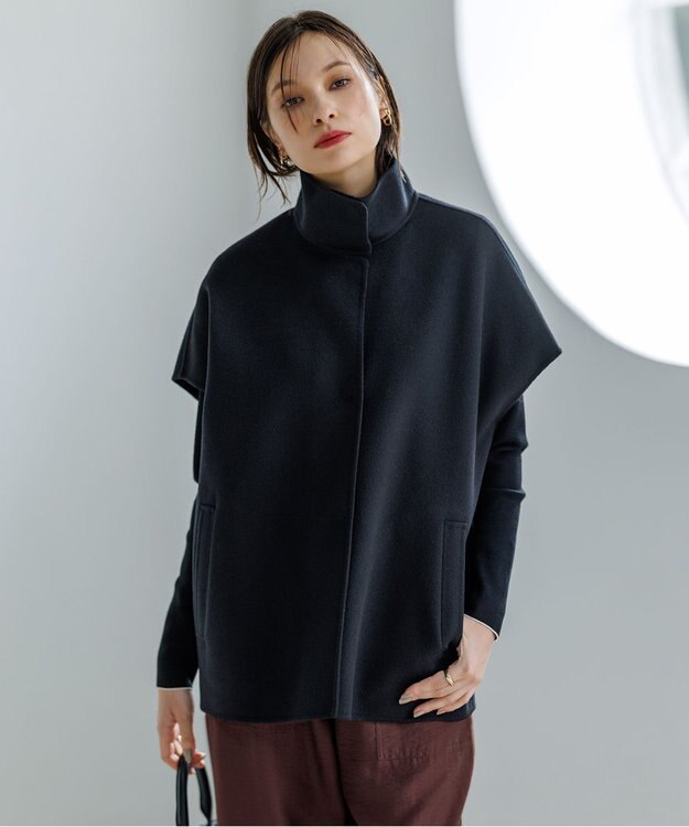 ICB L WoolRever  スタンドカラージレ ブラック系