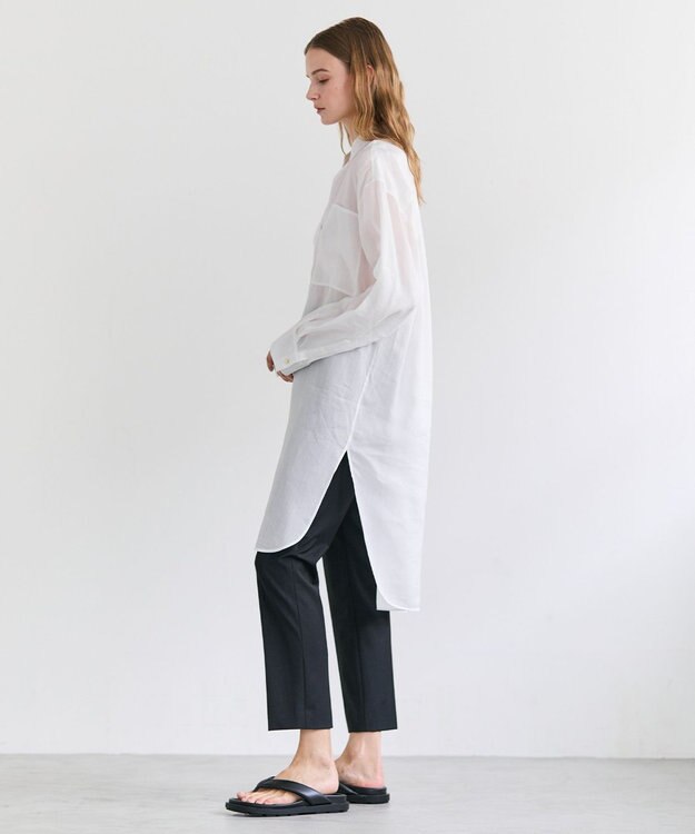 BEIGE， PAULINE / リネンヴィスコースオーバーサイズロングシャツ White