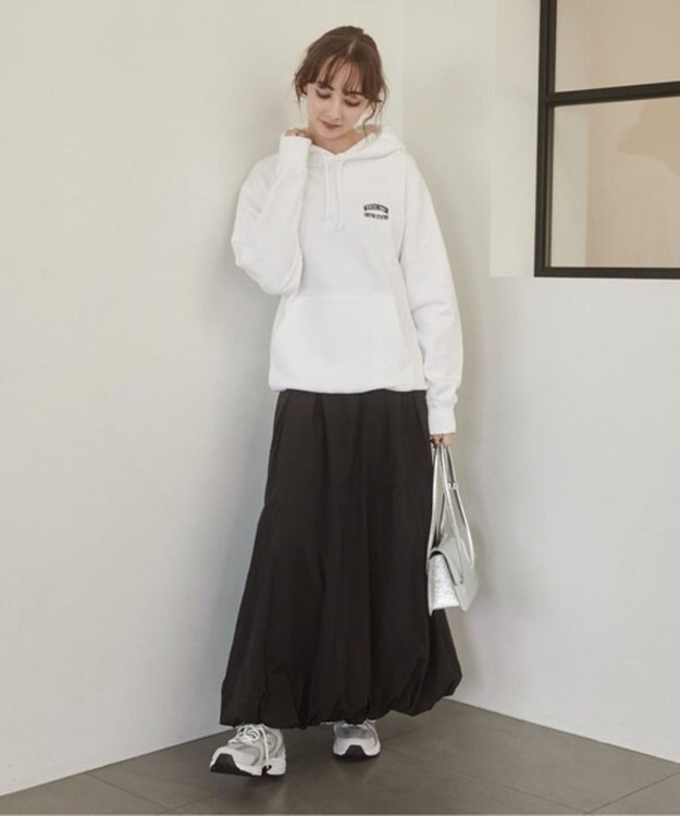 WEGO 【ANGIE VINTAGE】ワンポイント刺繍スウェットパーカー ホワイト