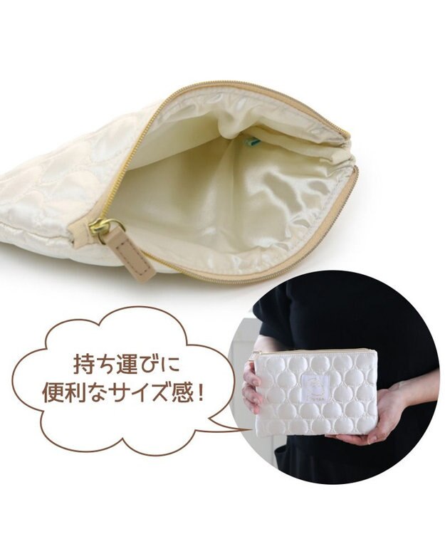 Mother garden しろたん キルティング フラットポーチ 白~オフホワイト