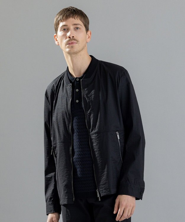 JOSEPH HOMME スーパーストレッチウェザー　ジップアップブルゾン ブラック系