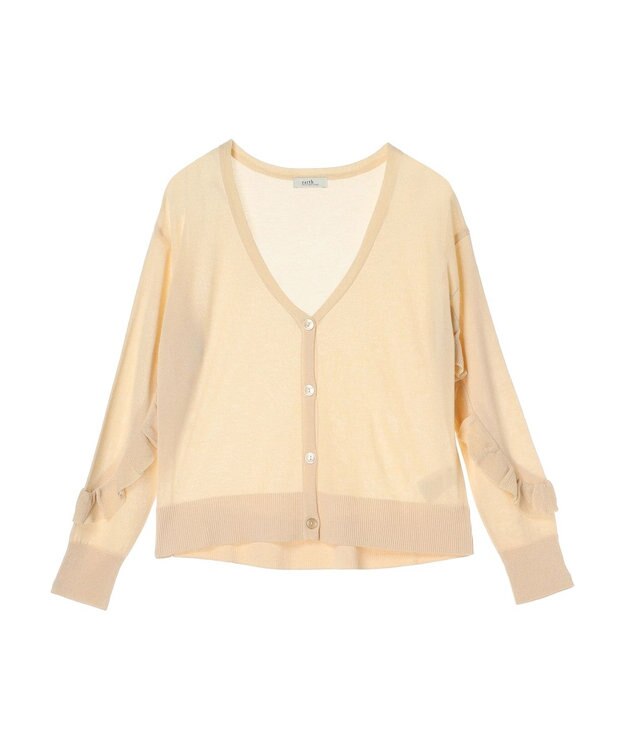 earth music&ecology 袖フリルシアーカーディガン Ivory