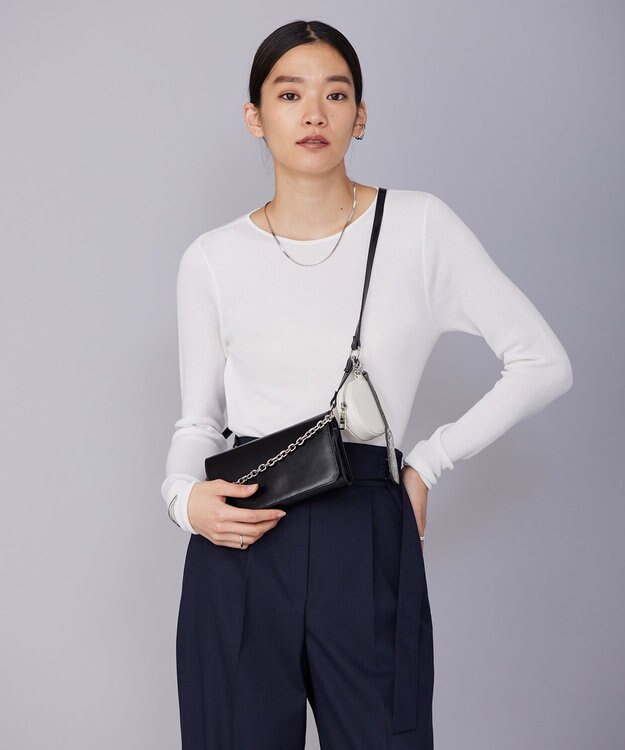 ICB 【洗える】 コットンアセテートシアー ニット オフホワイト系