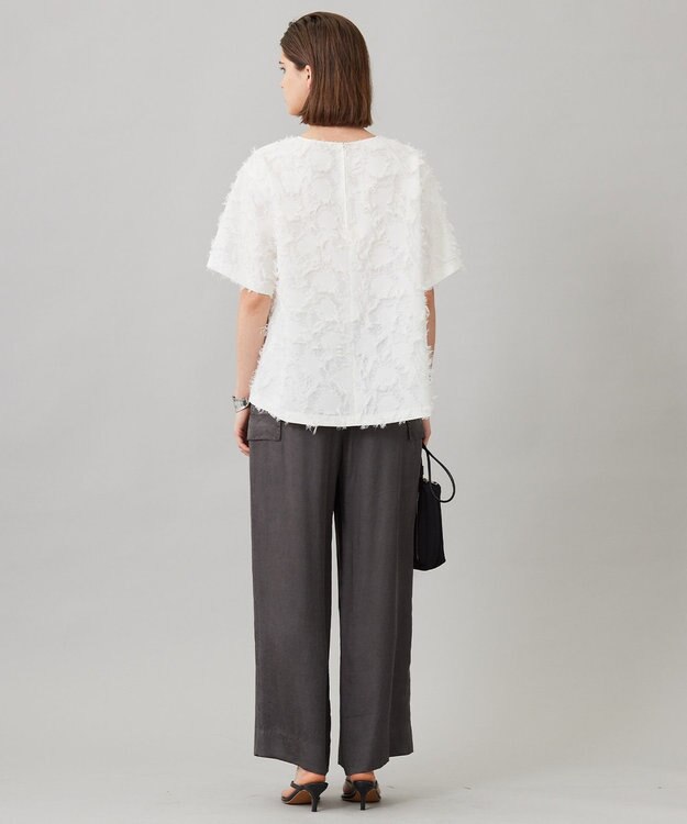 ICB 【洗える】 ヘアリーシアージャカード ブラウス オフホワイト系