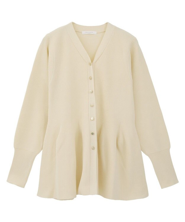 Green Parks 金釦ペプラムニットカーディガン Ecru