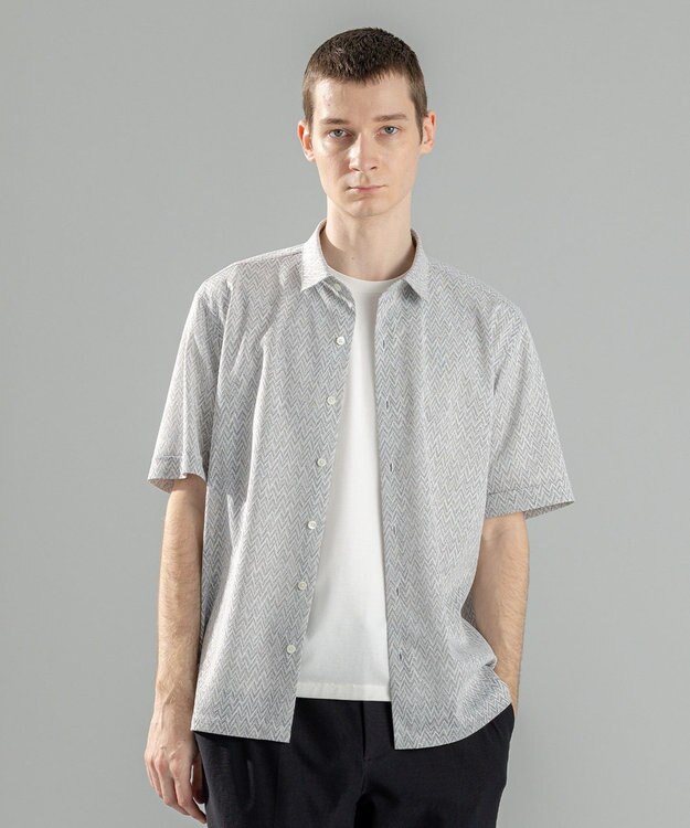 JOSEPH HOMME 新素材【洗える/通気性】ヨシタレース　レギュラーカラー半袖シャツ ライトグレー系