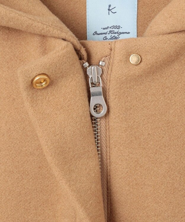 組曲 【WEB限定】ウールモッサ フーデットロングコート ベージュ系