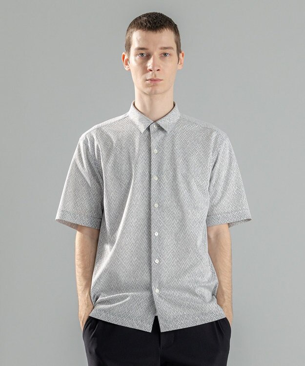 JOSEPH HOMME 新素材【洗える/通気性】ヨシタレース　レギュラーカラー半袖シャツ ライトグレー系