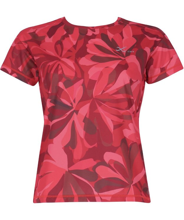CW-X 【WOMEN】 CW-X トップス 【薄軽ランニングシャツ】 半袖 3分袖 Ｕネック 吸汗速乾性(本体) レディース DLY155 /ワコール エンジ