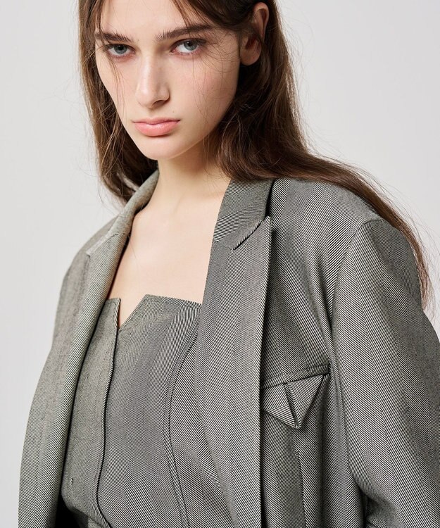 uncrave ヘリンボーンスーツ ビスチェ（uncrave WHITE） へリンボーンブラック