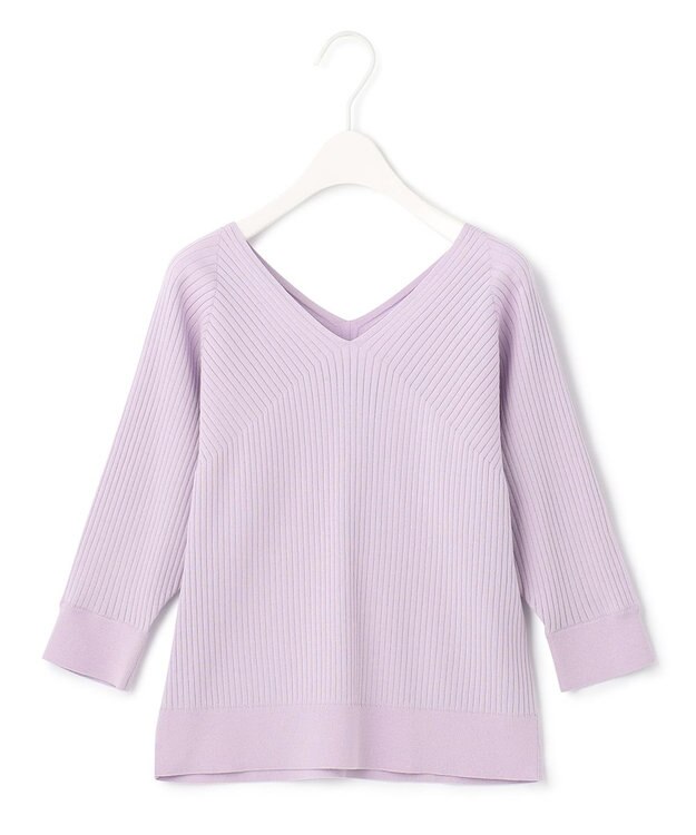 ICB 【洗える】コットンポリエステルリブ プルオーバー ライラック系