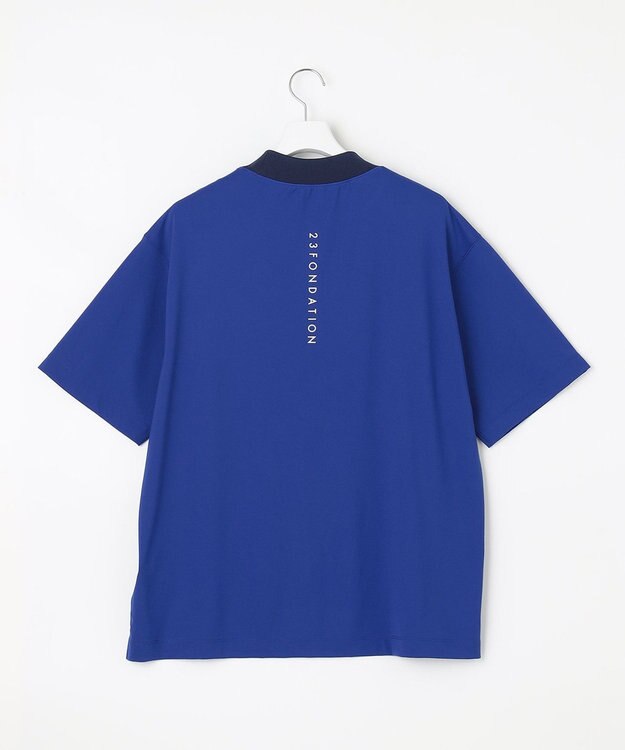 23区GOLF 【23Fondation/MEN】バイカラー モックネックシャツ 余裕のあるサイズ感 着疲れしない ブルー系