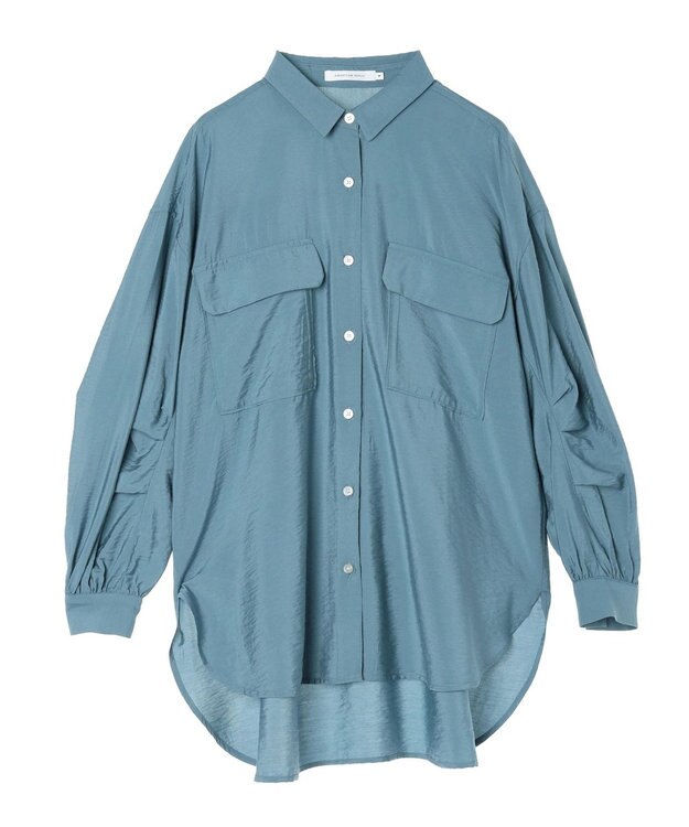 AMERICAN HOLIC 接触冷感Ｗポケット袖タックシャツチュニック Sax