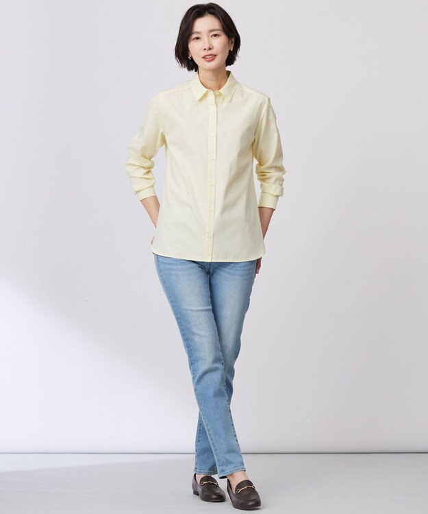 J.PRESS LADIES 【WEB限定・洗える】クラシックピンオックス シャツ イエロー系
