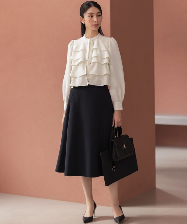 組曲 【KUMIKYOKU NAVY】コンフォータブルドレープ フレアスカート ネイビー系