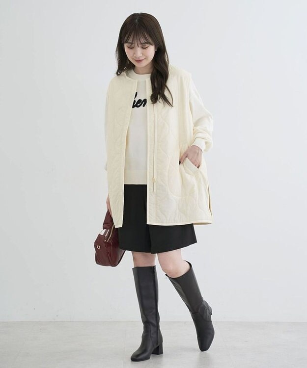 Green Parks キルティングＺＩＰベスト Ecru