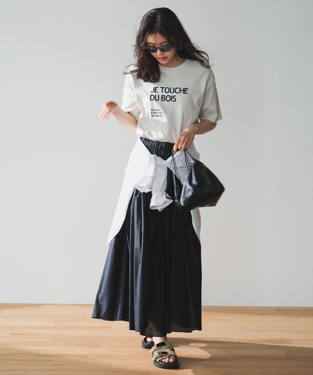 UNFILO L 【VERY掲載】BEAUTY FORM-T cotton ロゴ ハーフスリーブ Tシャツ グレージュ