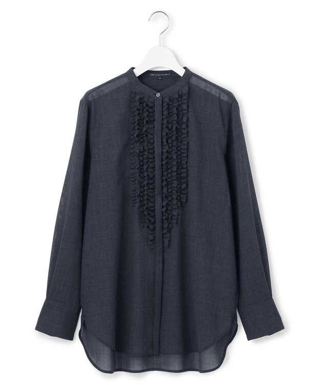 23区 L 【VERY11月号掲載/洗える】TWボイル フリルディテール ブラウス ネイビー系