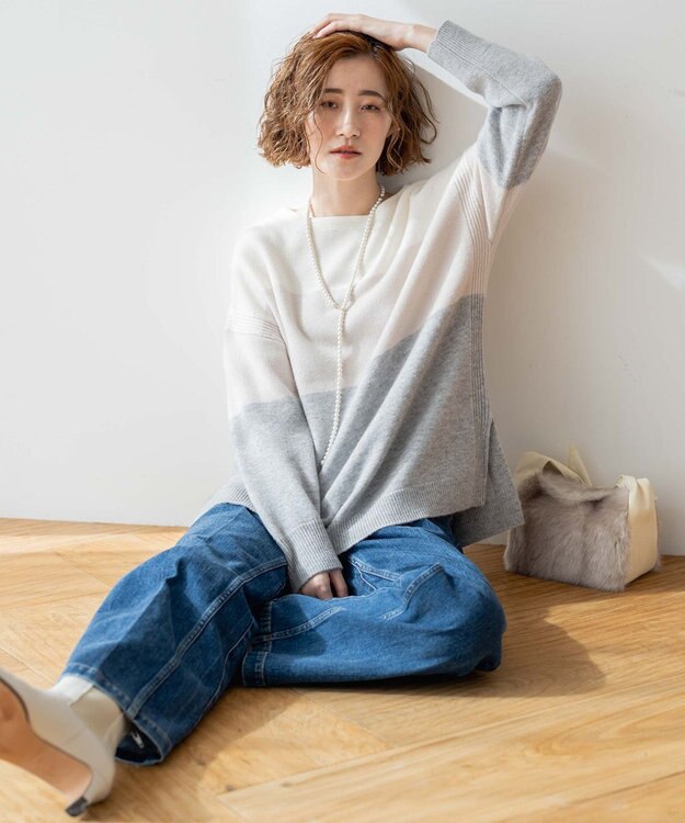 23区 フェイクファー2WAY ショルダー バッグ アイボリー系