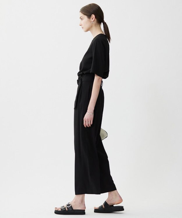 ICB L 【接触冷感・UVカット・洗える】 T/Rドライリネン Tブラウス ブラック系