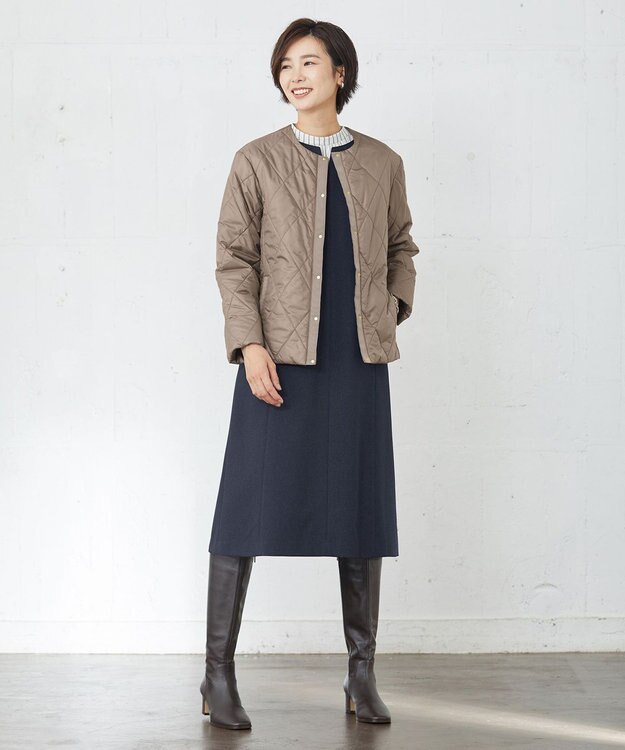 J.PRESS LADIES 高密度タフタ キルティング ショート コート ブラウン系