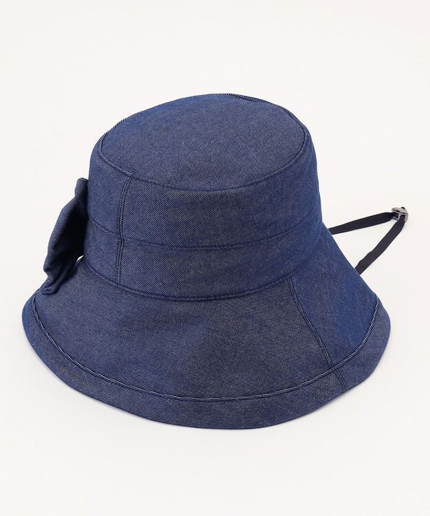 TOCCA 【UV99.9%以上カット・吸水速乾・抗菌防臭・洗える・サイズ調整可】BIG RIBBON WIDE DENIM HAT 帽子 ネイビー系