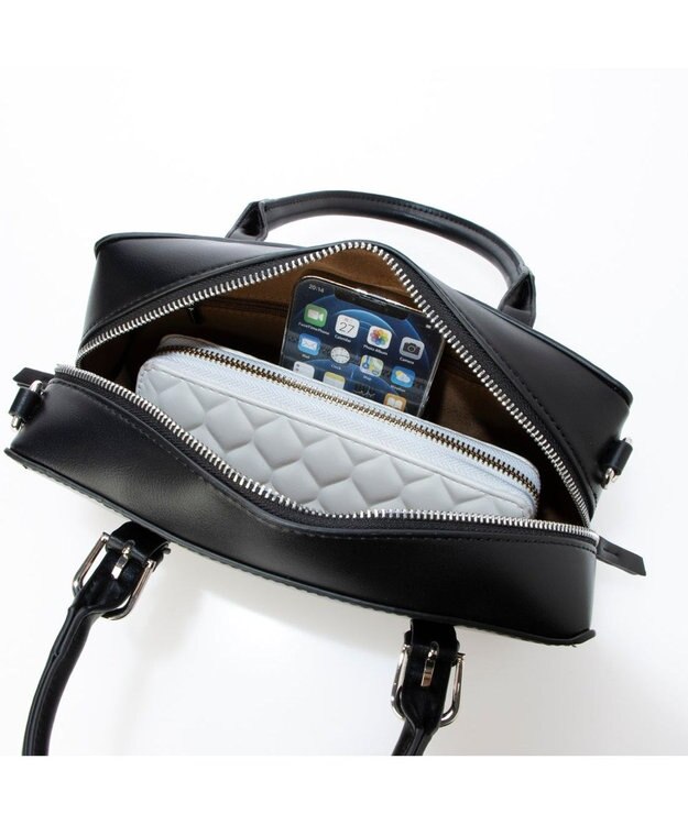 UNBILLION 【テレビ ドラマ着用アイテム】カシュカシュ cachecache / ベルトディテール横長ボストンバッグ ブラック