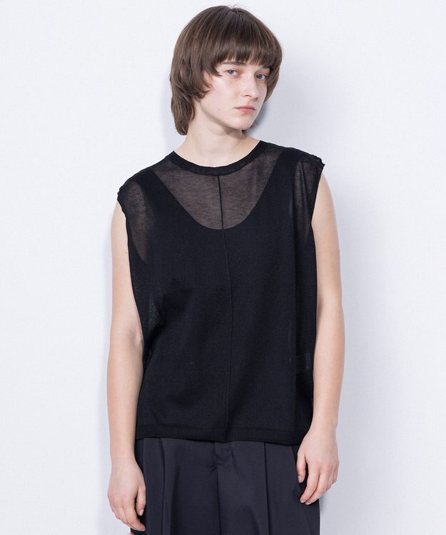 NAVE シアーニット ノースリーブ ブラック系