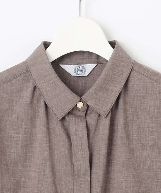 J.PRESS LADIES 【洗える】ラミーポプリン シャツ ブラウス ブラウン系