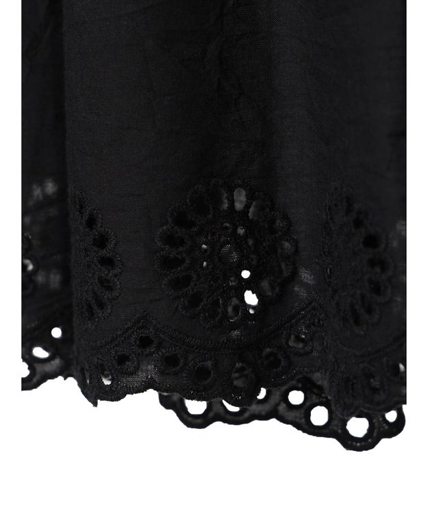 Green Parks ■ＥＳＣＡＲ　ウェーブカット×ローン刺繍ワンピース Black