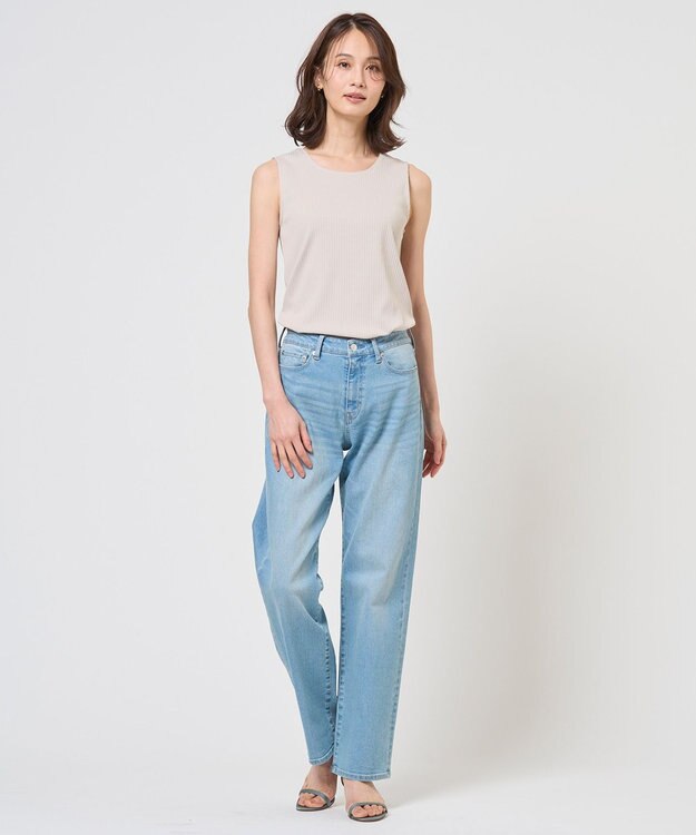 J.PRESS LADIES S 針抜きフライス ノースリーブ カットソー グレージュ系