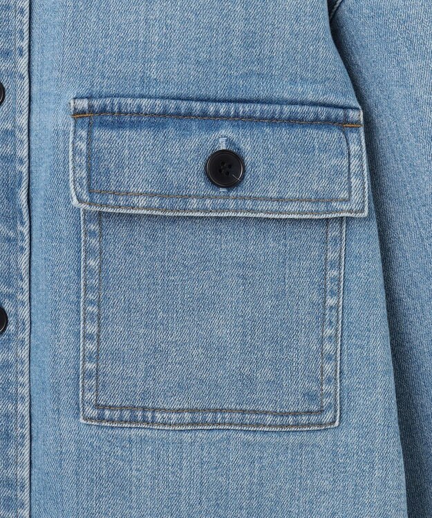 NAVE 【ReNAVE　洗える】ストレッチデニム シャツ アイスブルー系