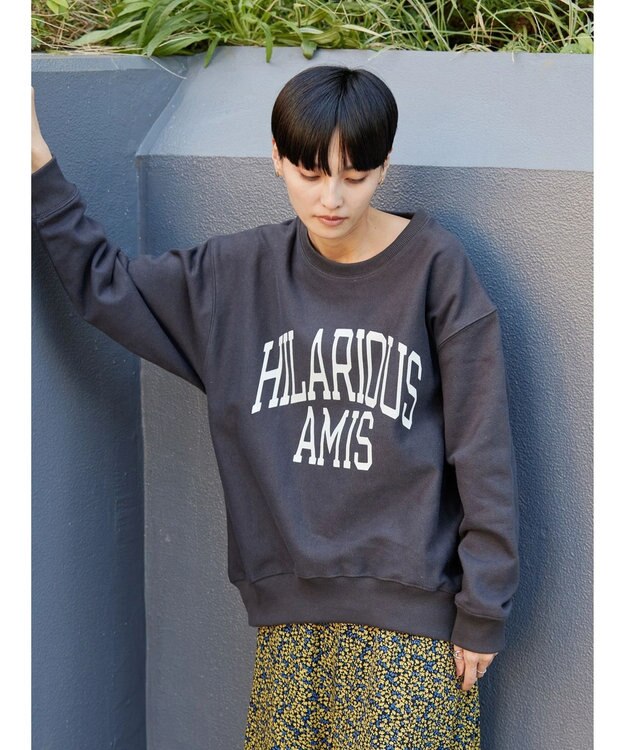 AMERICAN HOLIC ネップ裏毛ロゴスウェット Charcoal Gray