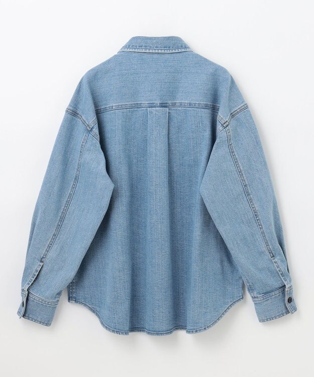 NAVE 【ReNAVE　洗える】ストレッチデニム シャツ アイスブルー系