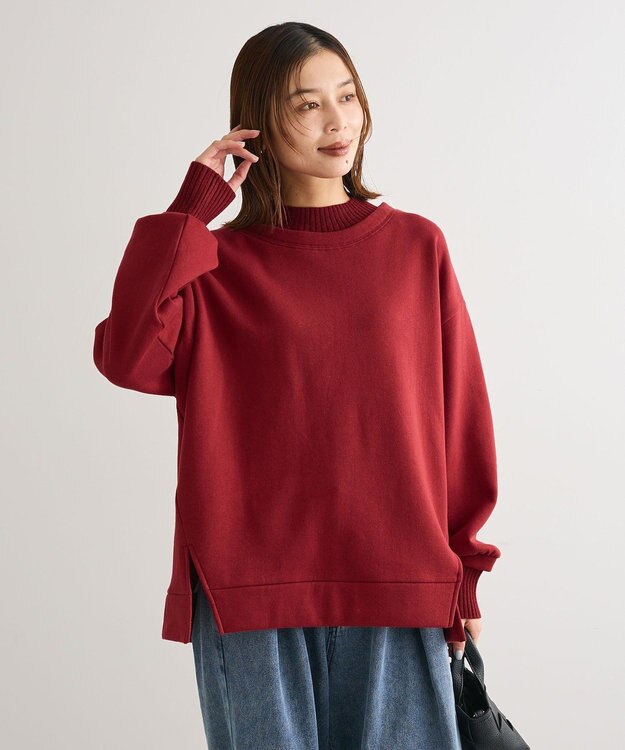 Green Parks リブドッキング裏起毛プルオーバー Red