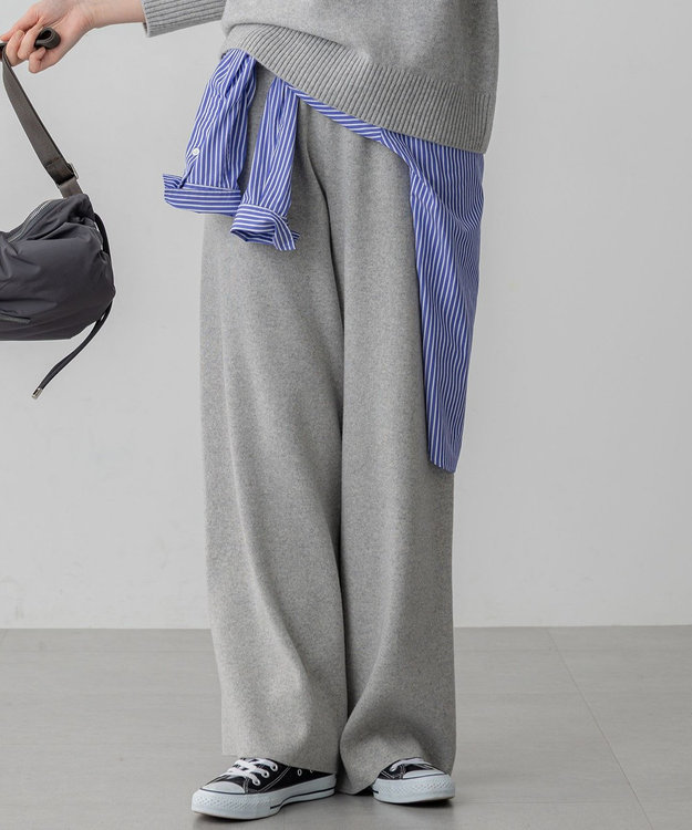 23区 L 【見上愛さん着用/洗える】カシミヤブレンド ニット パンツ ライトグレー系