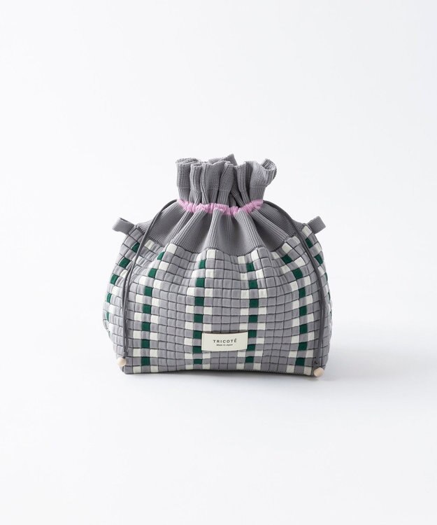 TRICOTE チェック巾着ポーチショルダー 95GRAY