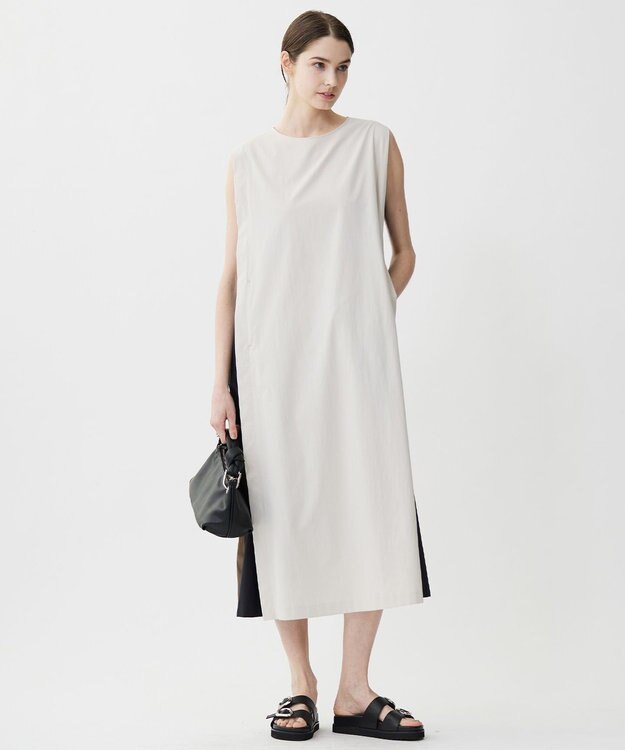 ICB 【接触冷感・UVカット・洗える】RENUソフトタイプライター バイカラーワンピース トープ×ブラック系