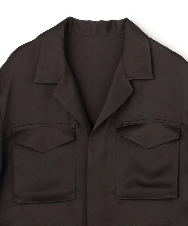 uncrave ライトダブルサテン シャツジャケット ダークブラウン