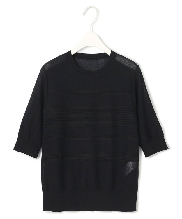 ICB 【洗える】 レースパターン ニット ブラック系