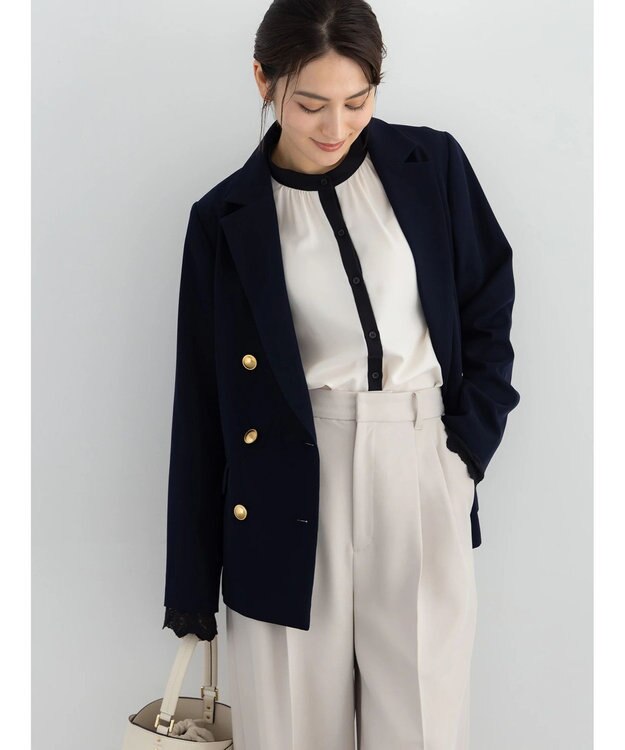 Te chichi 【セレモニーアイテム】テーラードWブレストジャケット（セットアップ可） ネイビー