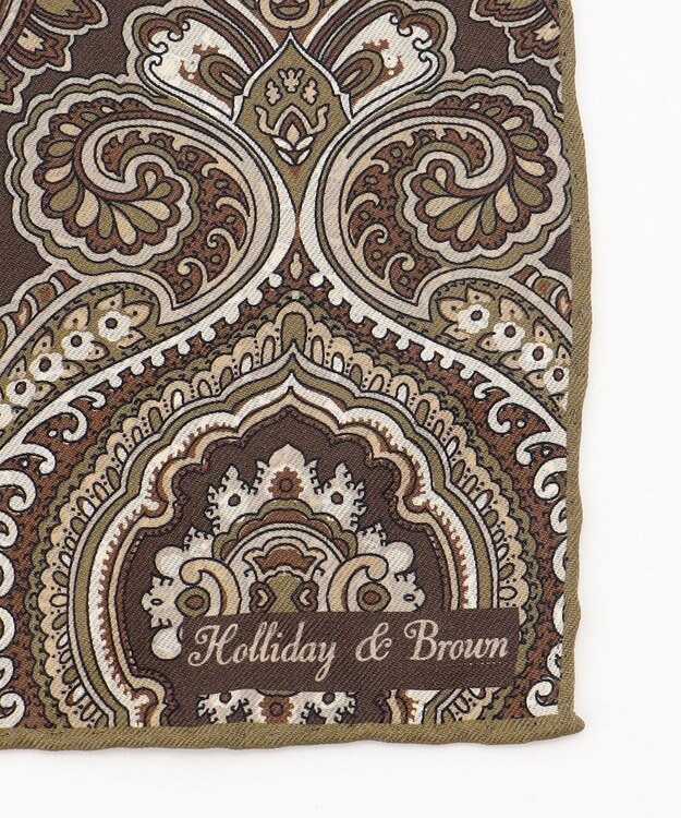 JOSEPH ABBOUD 【イタリア製・Holliday&Brown】ビッグペイズリープリント ポケットチーフ ダークブラウン系6