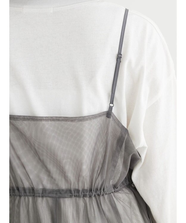 Green Parks ・ＥＬＥＮＣＡＲＥ　ＤＵＥ　チュールドロストキャミワンピ Charcoal Gray