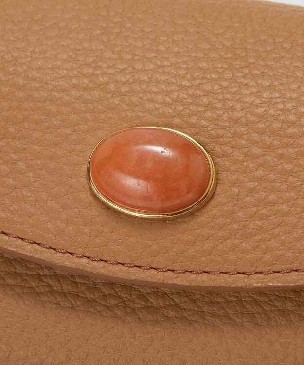 TOPKAPI 【TOPKAPI】gemdrops ジェムドロップ ミニエンボスレザー 天然石 三つ折り 財布 キャメル