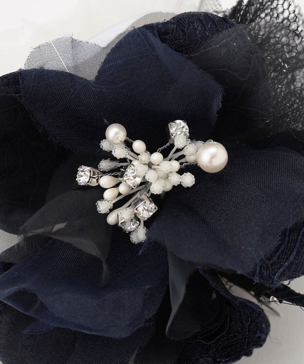 ANY SIS ツインレース コサージュ ネイビー系