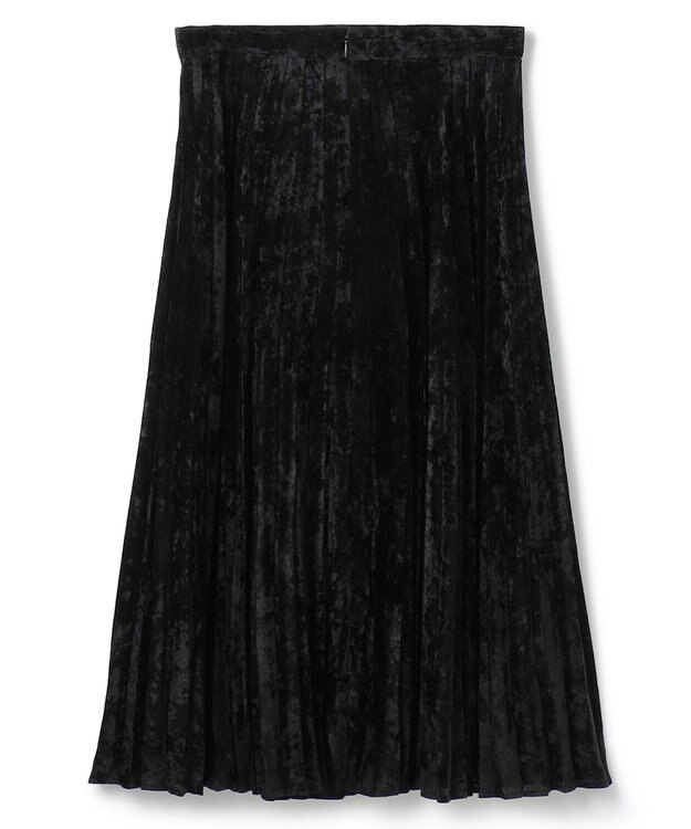 ICB 【洗える】 シアーベルベット プリーツスカート ブラック系