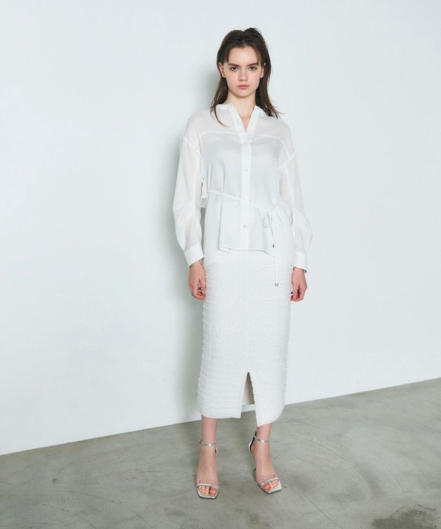 GRACE CONTINENTAL ラメツイードニットスカート ホワイト