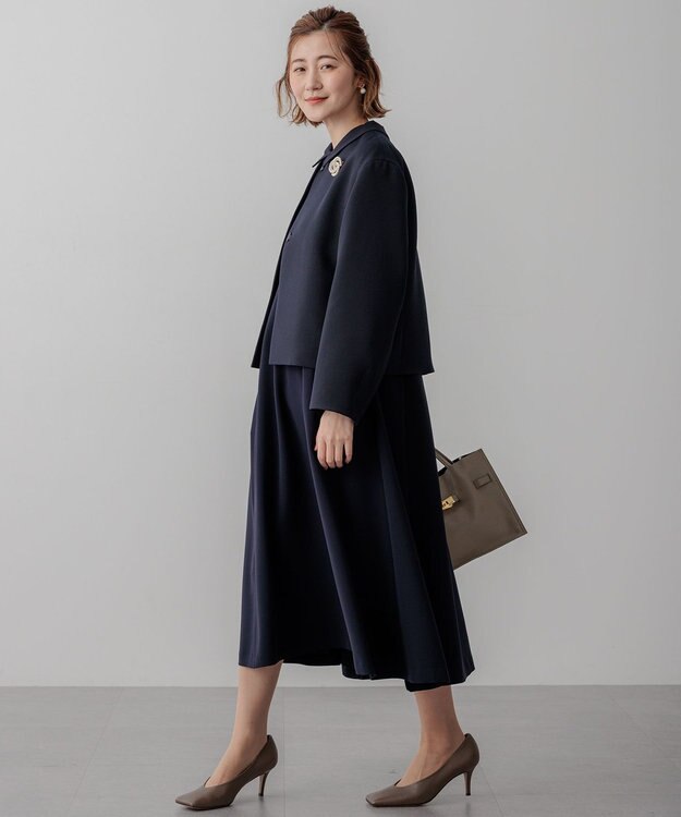 23区 【VERYコラボ】ストレッチトリプルクロス ノーカラージャケット ネイビー系